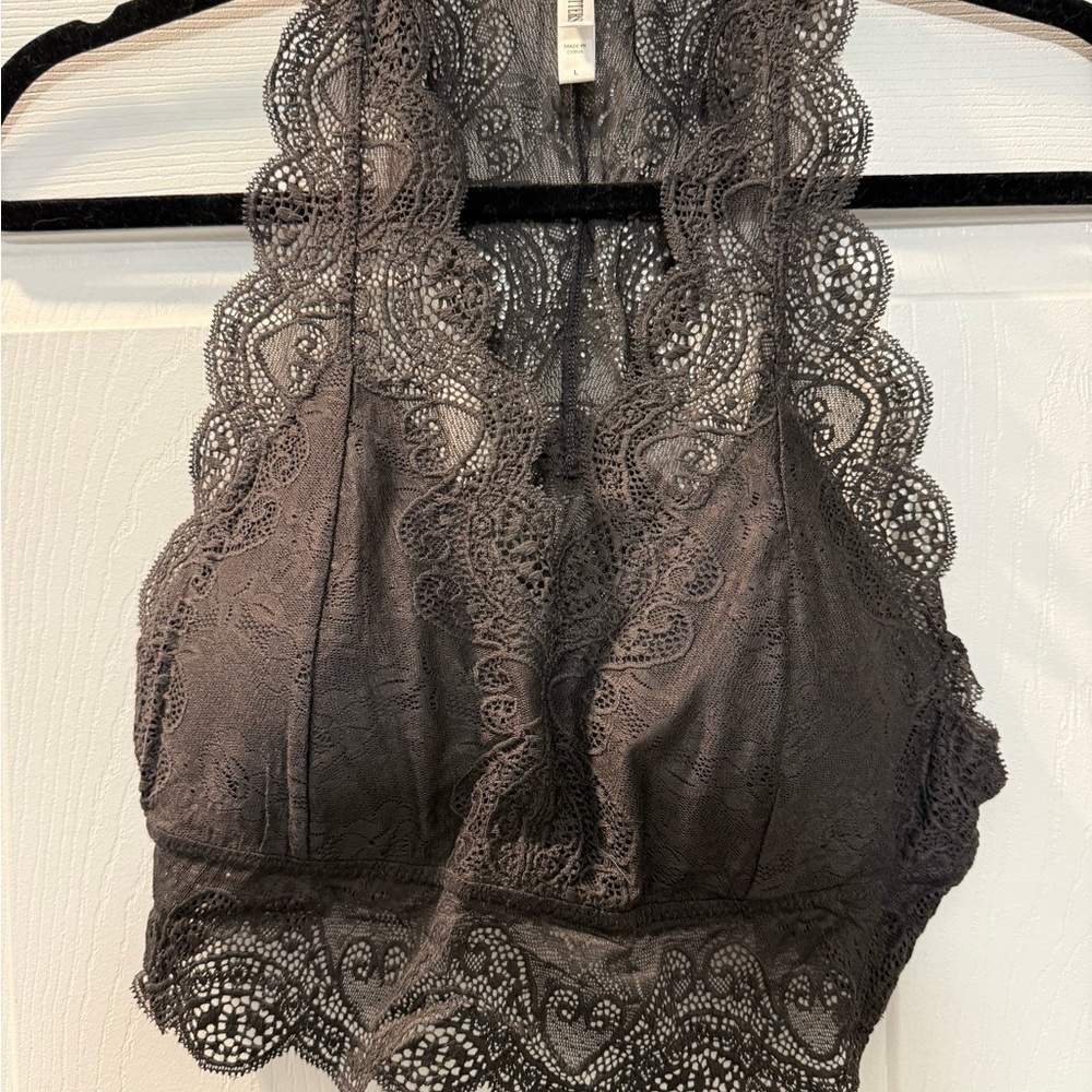 Zenana Outfitters Charcoal Lace Bralette
